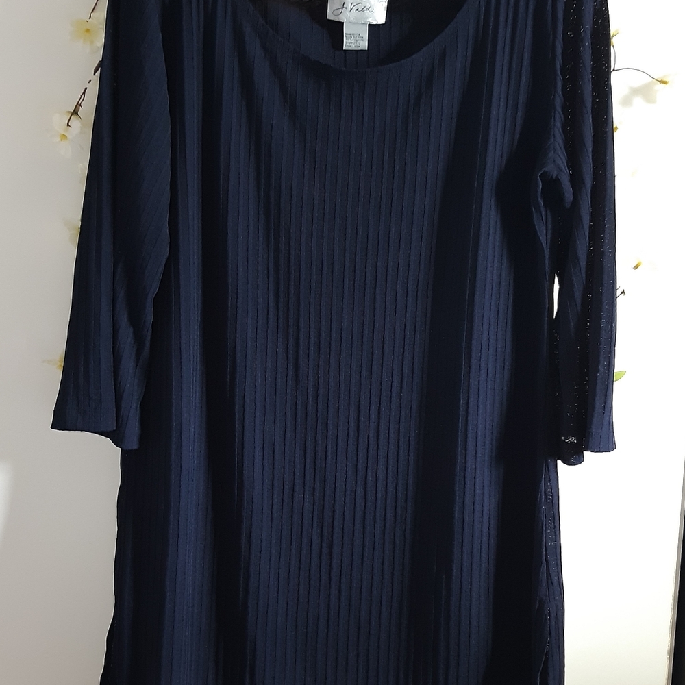J Valdi- Large 3/4 sleeve navy swim cover up